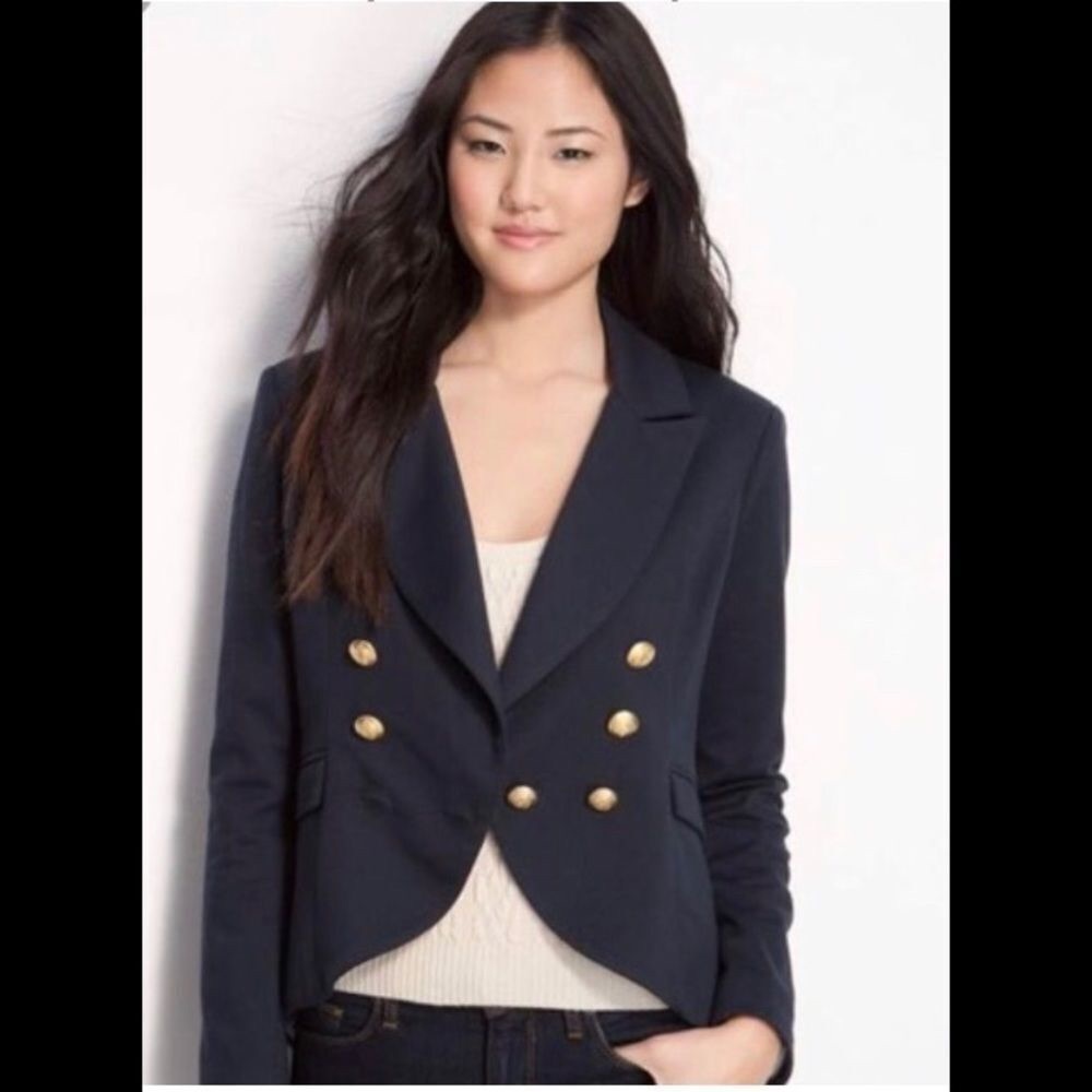 Willow & Clay Blue Double-Breasted Blazer with Notched Lapels